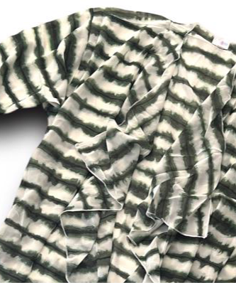 LuLaRoe Shirley Sheer Open Front Kimono Cardigan • Green and White