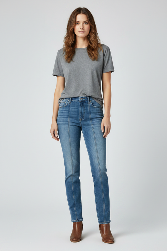 LuLaRoe Straight Leg Seamed Denim • Aegean • Standard Blue Wash