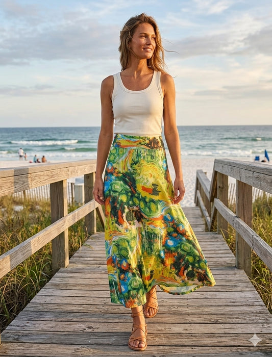 LuLaRoe Maxi Skirt • 6” Yoga Waistband • A-line • Van Gogh Starry Night Inspired Rare Print • Pre Owned in Excellent Condition