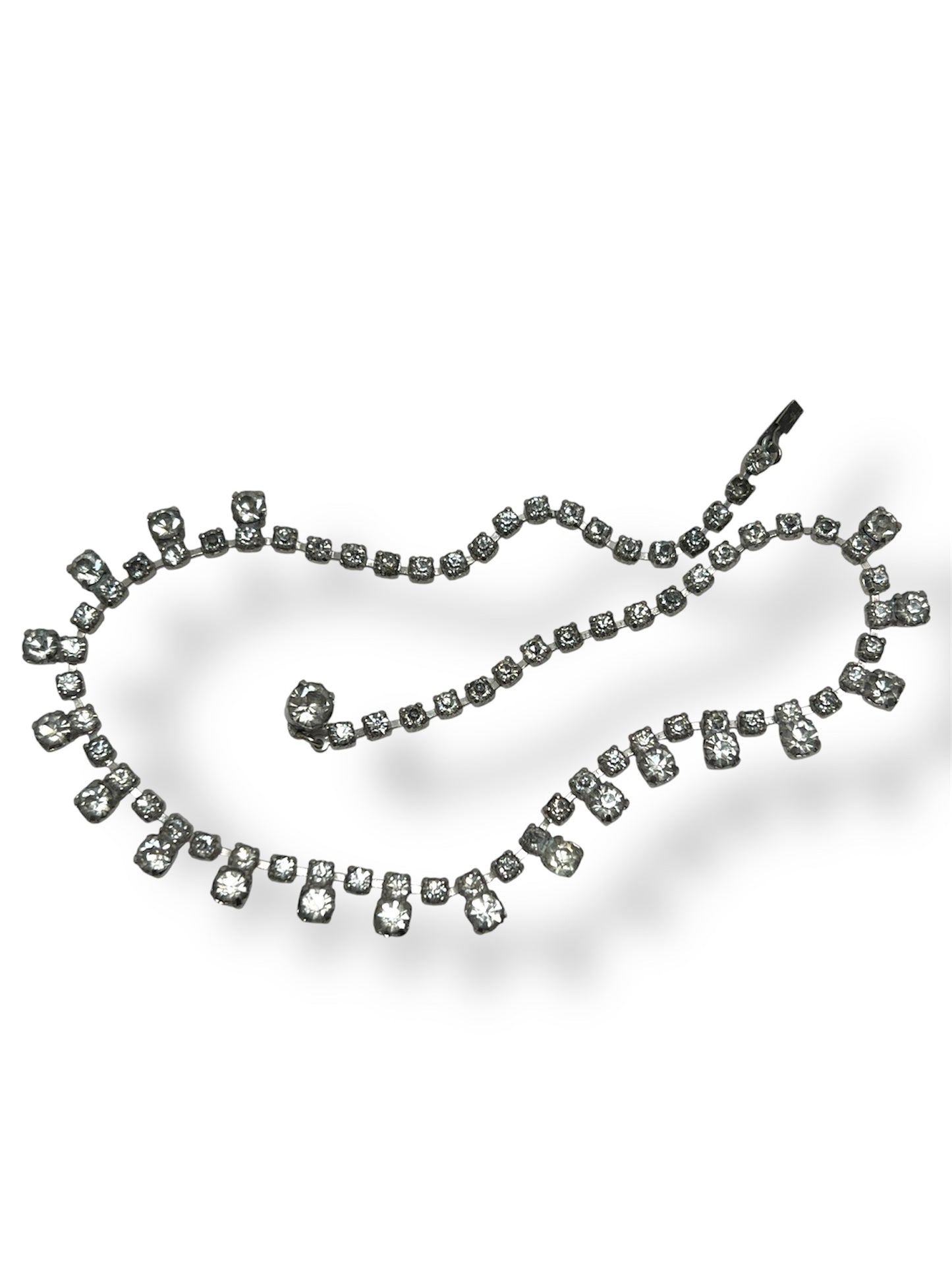 Vintage • Silver • Clear Rhinestone Crystals • Tennis Necklace