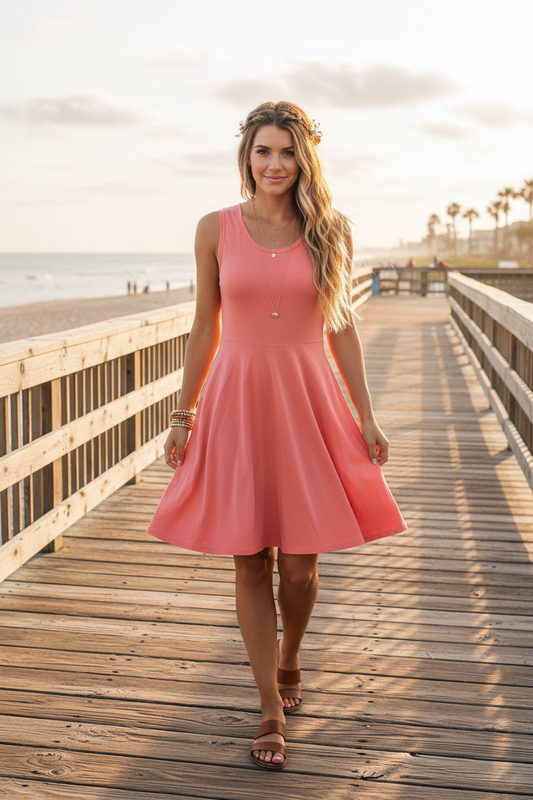 LuLaRoe Nicki • A-Line • Sleeveless • Fit and Flare Dress • Pale Salmon