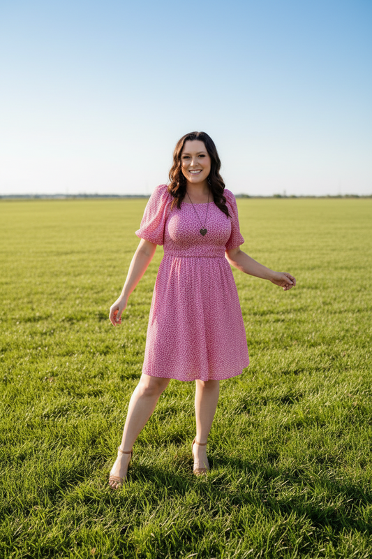 LuLaRoe Alina Babydoll Nap Dress • Smocked Bodice • Bubble Sleeves