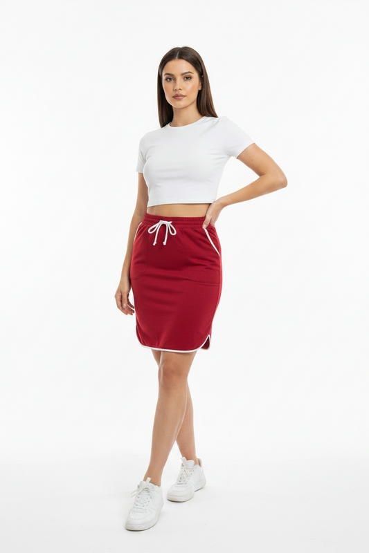 LuLaRoe Lonica • Dolphin Hem Skirt with Pockets • Solid Chili Pepper Red