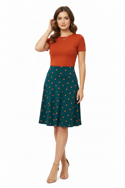 LuLaRoe Azure • A-Line Skirt • Teal Polka Dot