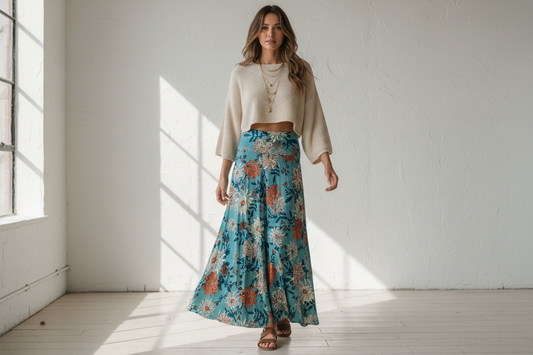 LuLaRoe Floral Maxi Skirt • Foldable Yoga Waistband • A-line • Vintage • Asters