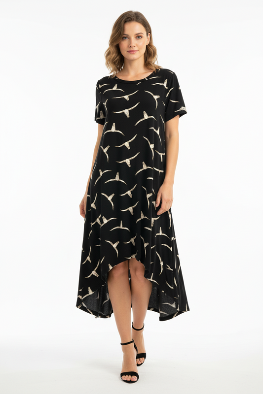 LuLaRoe Carly • High Low Hemline Swing Dress • Longhorn Skull