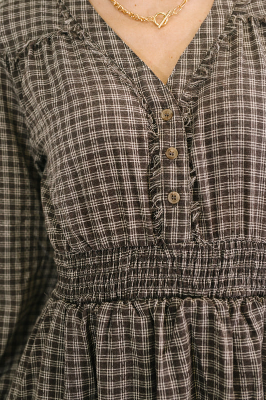 Very J • Fairytale Plot Plaid Midi Dress