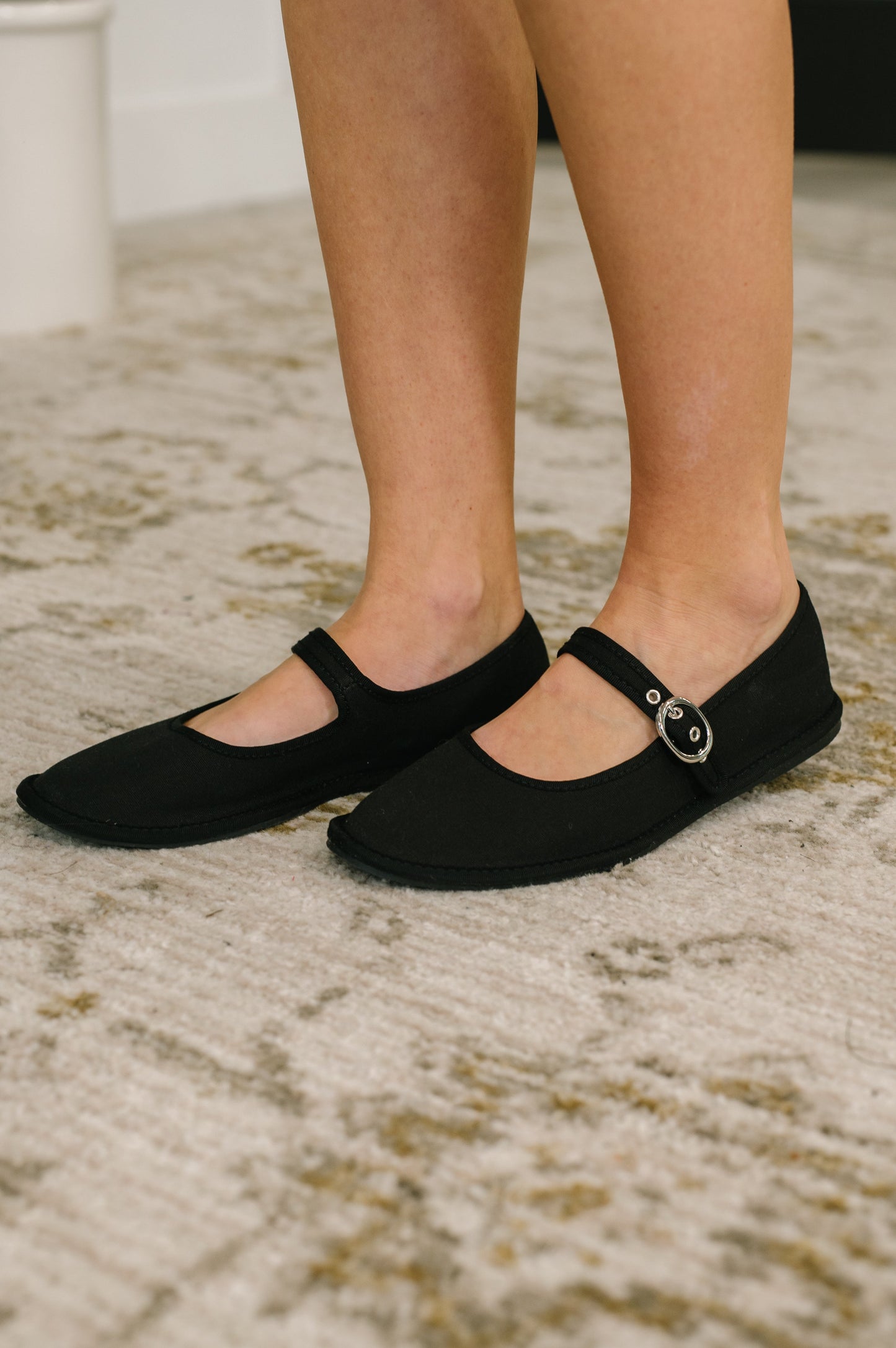 Soda • Cotton Fleta Buckle Flats in Black