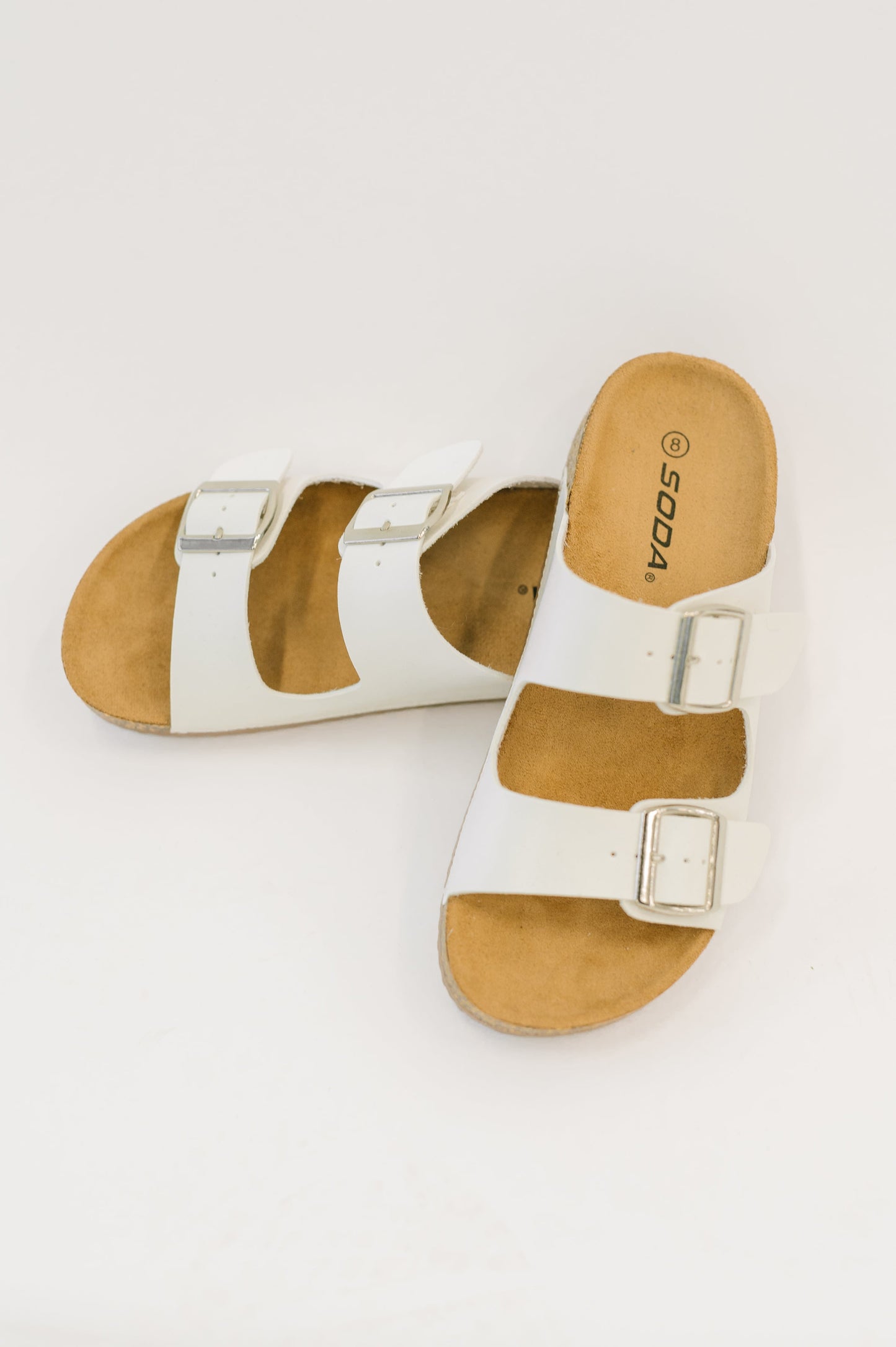 Soda • Jete Double Buckle Slides in White