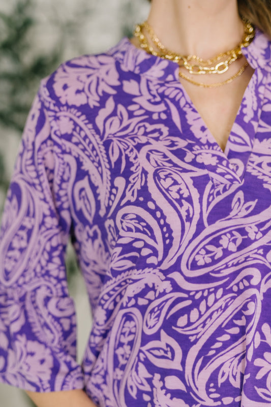 Dear Scarlett • Lizzy Sunday Dress in Purple Paisley
