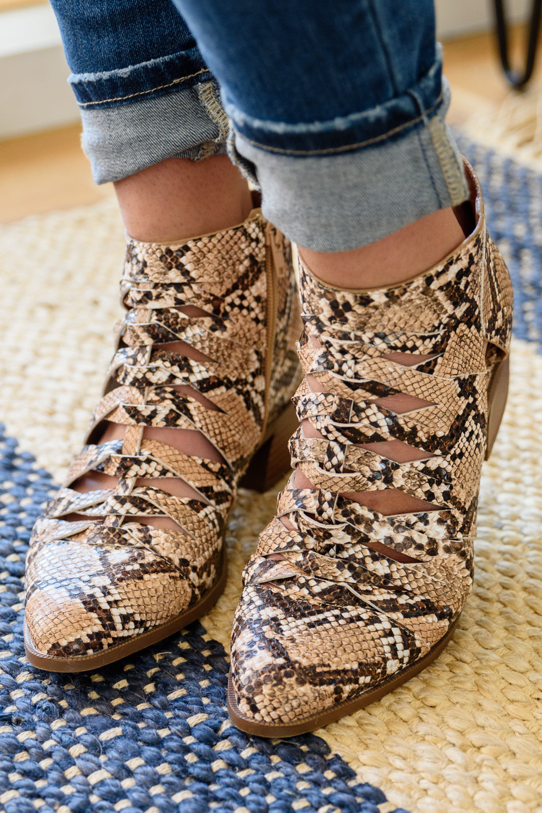 Qupid • Sadie • Ankle Boots In Snakeskin
