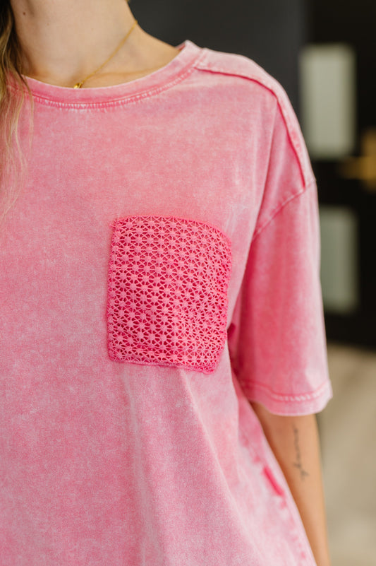100% Cotton • Who's That Girl • Crochet Pocket T-Shirt