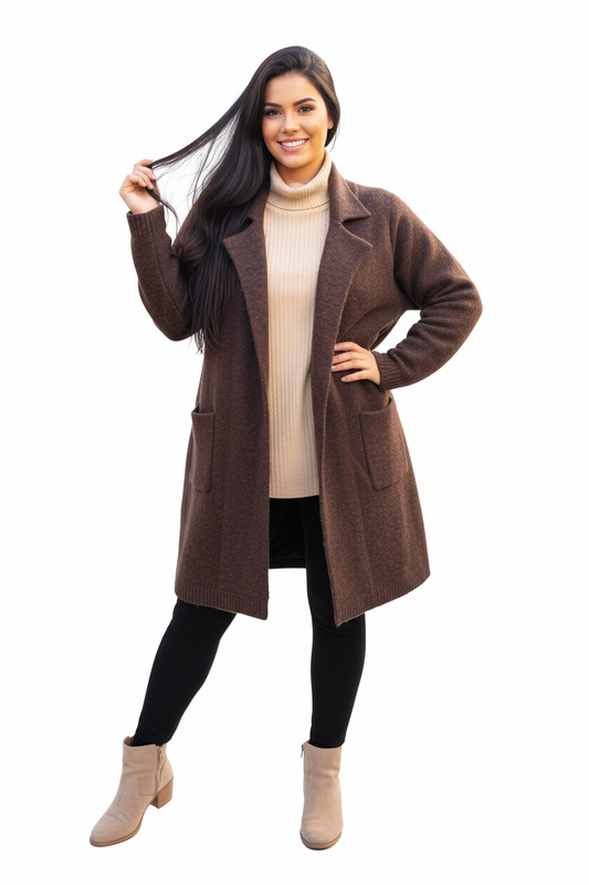 Laura Lapel Collar Open Front Cardigan