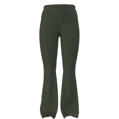 Kylie Pull on Flare Pants - Solid Kombu Green Stretch Cord