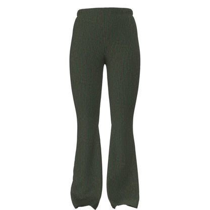 Kylie Pull on Flare Pants - Solid Kombu Green Stretch Cord