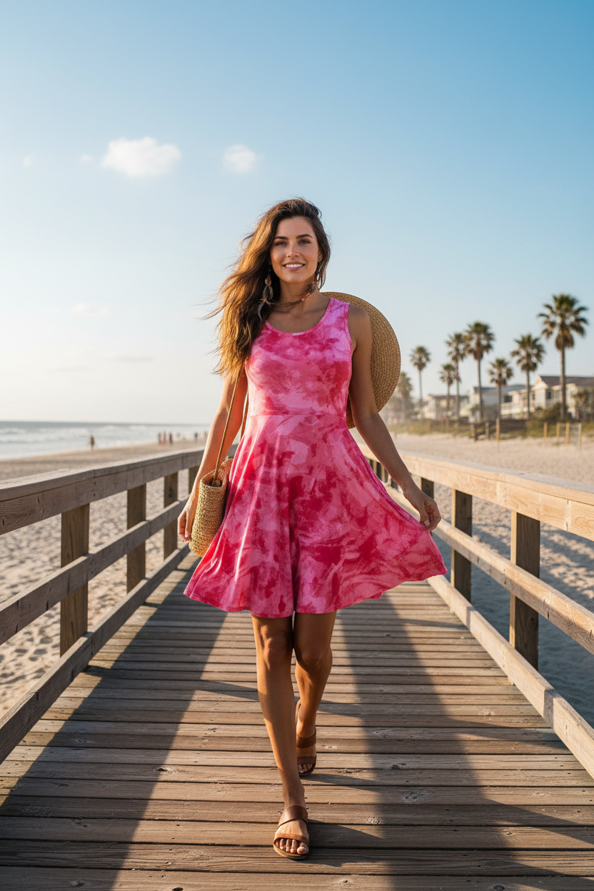 LuLaRoe Nicki • A-Line • Sleeveless • Fit and Flare Dress • Pink Tie Dye