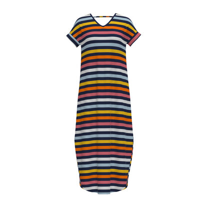 LuLaRoe Macy • Maxi Dress • Double V-Neck • Split Hem • Navy Pink Orange Stripe