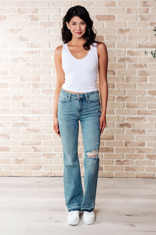 Judy Blue • Isla • Mid Rise Distressed Released Hem Bootcut Jeans