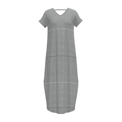 LuLaRoe Macy • Maxi Dress • Double V-Neck • Split Hem • Black White Alternating Stripes