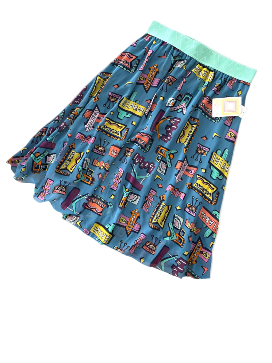 LuLaRoe Lola Midi Skirt • Vintage Rare Print • Vintage LuLaRoe 60’s Signs