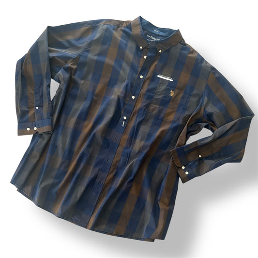 U.S. Polo Assn. Navy and Brown Plaid Shirt