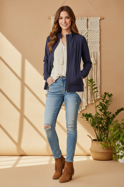 LuLaRoe RISE • Bold Yoga Jacket • Heathered Navy
