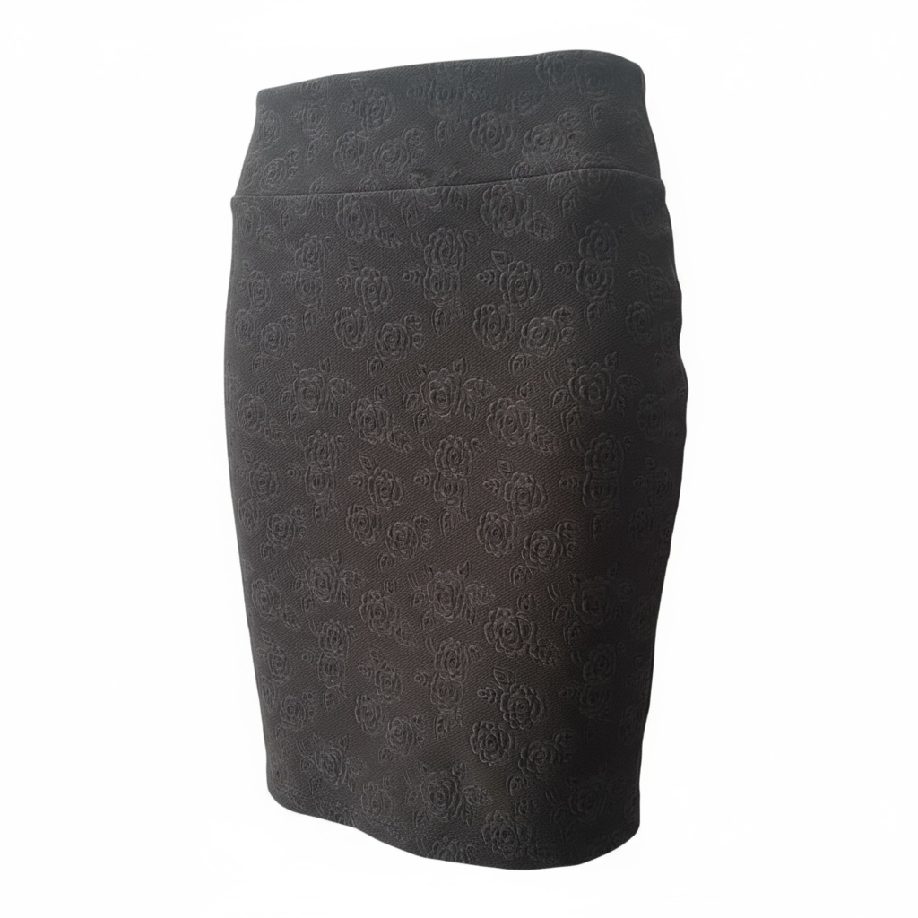 LuLaRoe Cassie Pencil Skirt • Vintage Rare Print • Embossed Rose Black Bronze