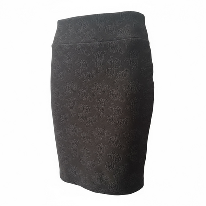 LuLaRoe Cassie Pencil Skirt • Vintage Rare Print • Embossed Rose Black Bronze