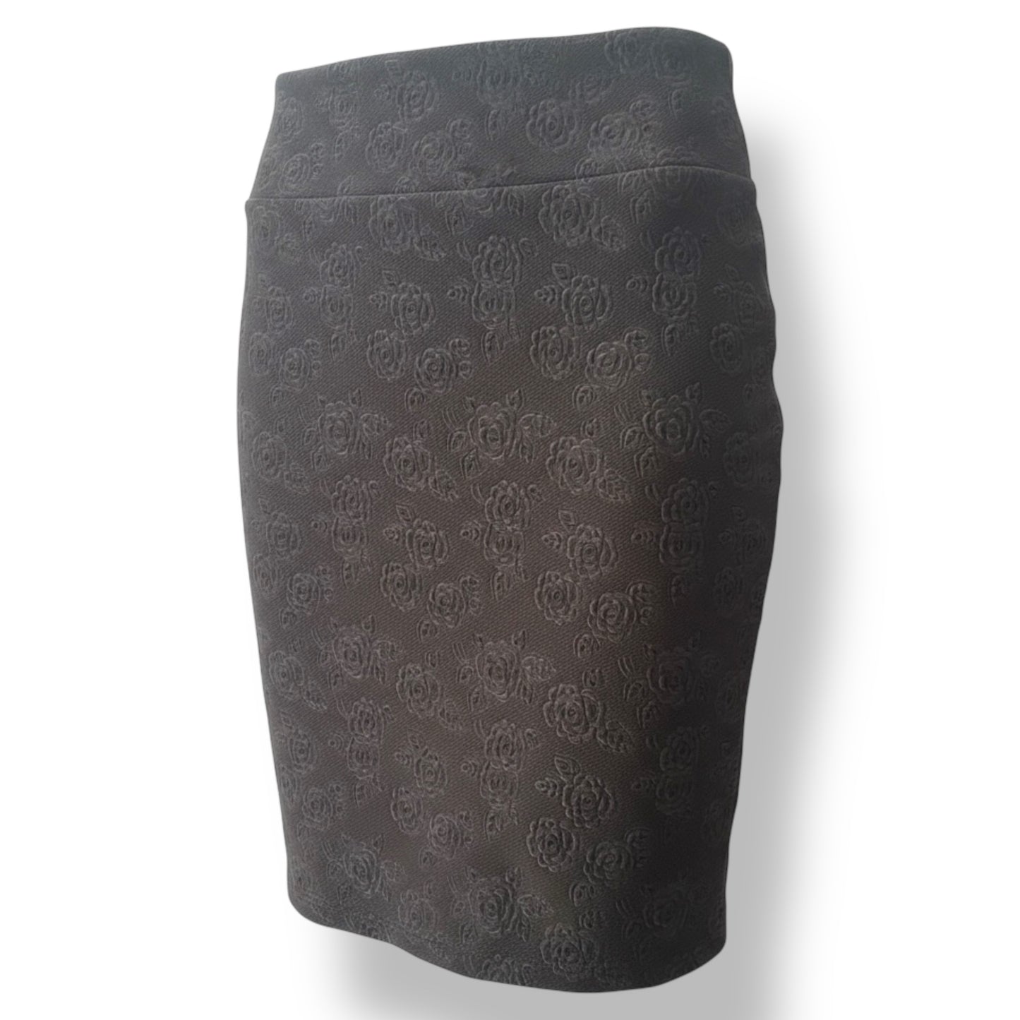 LuLaRoe Cassie Pencil Skirt • Vintage Rare Print • Embossed Rose Black Bronze