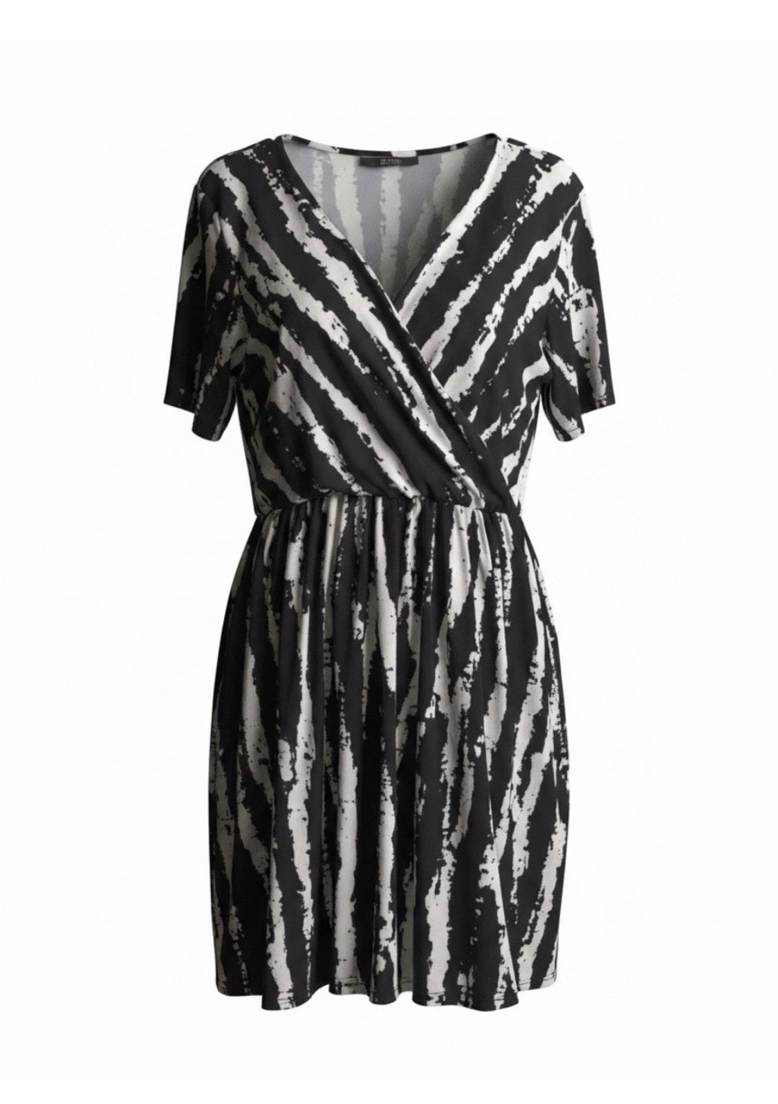 LuLaRoe Chantale Cross Front Dress • Side Seam Pockets • Black and White Zebra Print