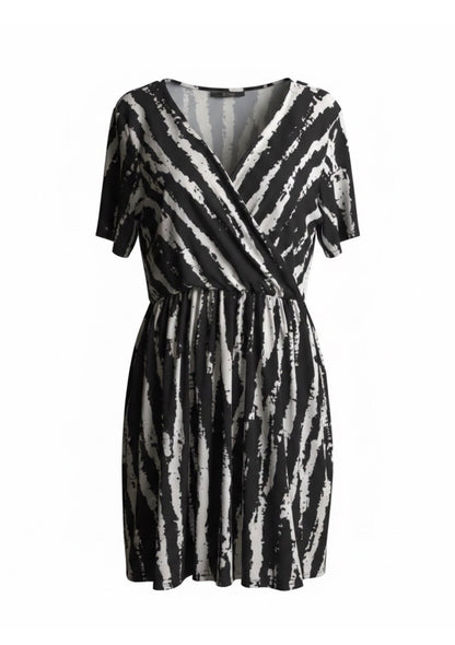 LuLaRoe Chantale Cross Front Dress • Side Seam Pockets • Black and White Zebra Print