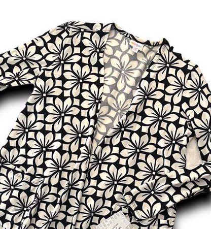 LuLaRoe Caroline A-Line Cardigan with Pockets • Black and White Flowers