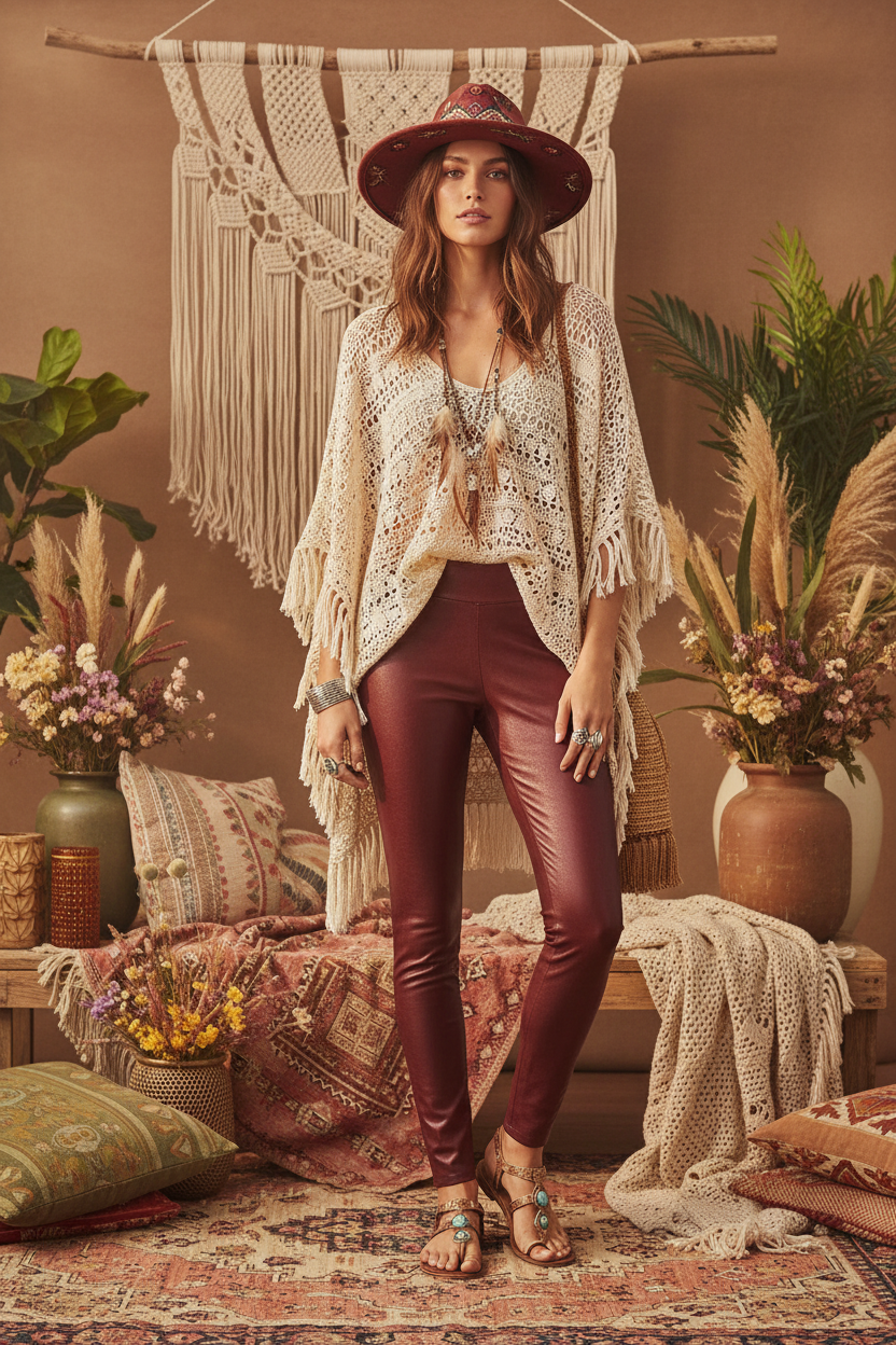 LuLaRoe LUXE Leggings • Solid Merlot Red Faux Leather