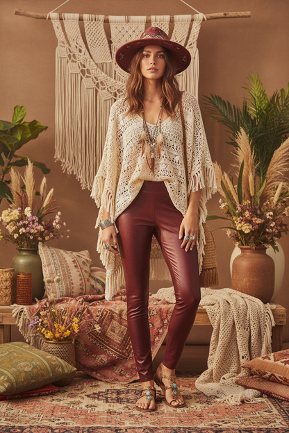 LuLaRoe LUXE Leggings • Solid Merlot Red Faux Leather