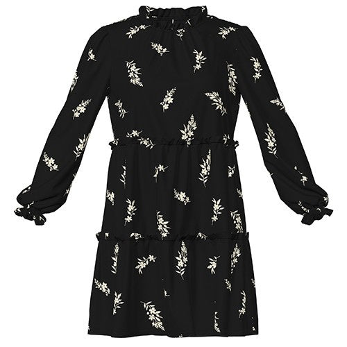 LuLaRoe Annabelle Ruffled Tiered Dress • Black Ivory Floral