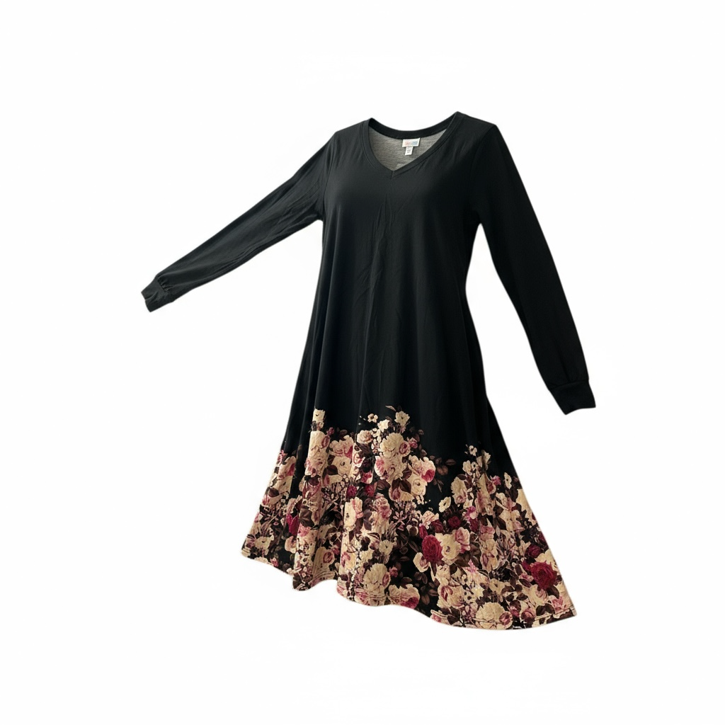LuLaRoe Emily • Boho Vibes • Vintage • Dipped • Long Sleeve Swing Dress
