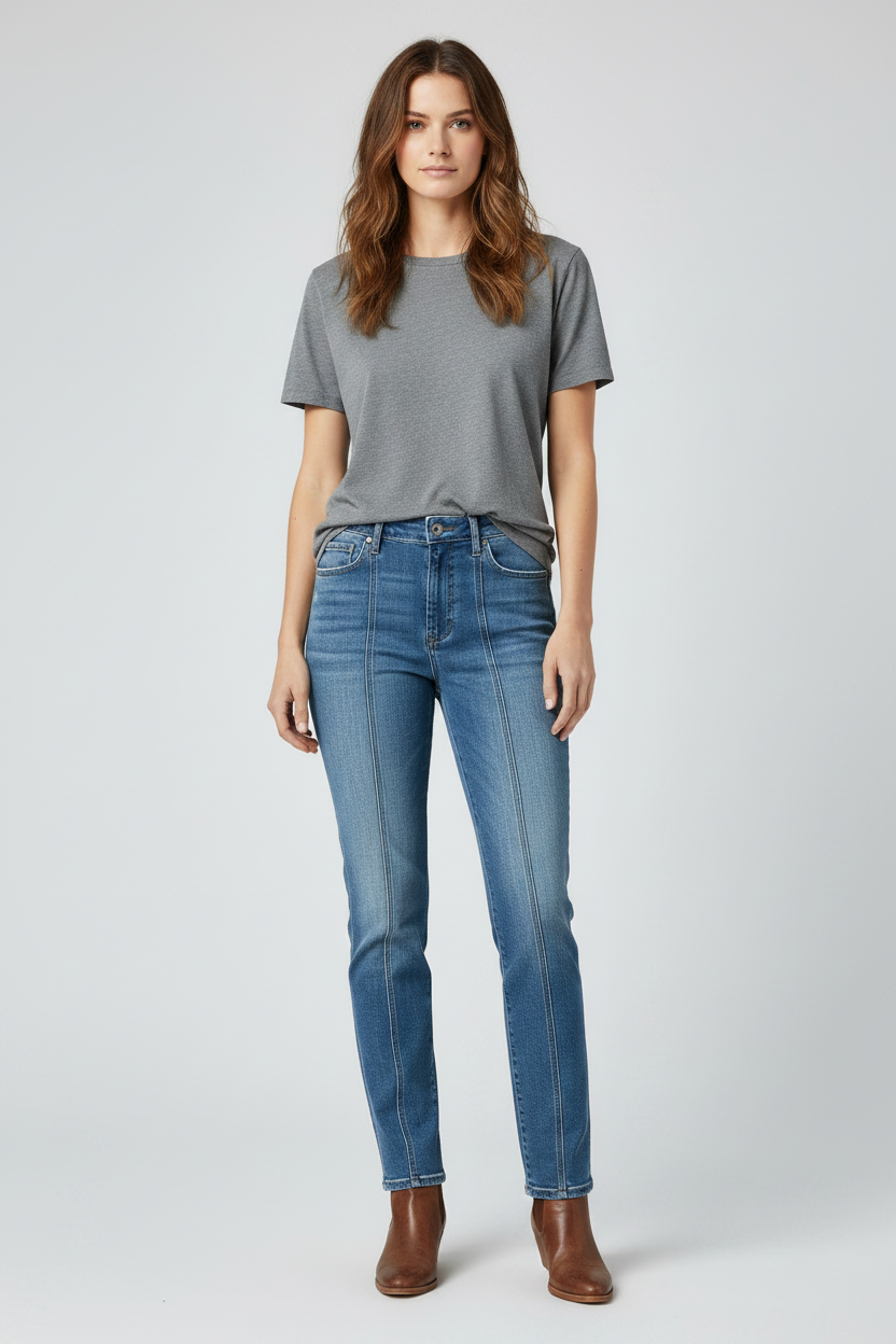 LuLaRoe Straight Leg Seamed Denim • Aegean • Standard Blue Wash