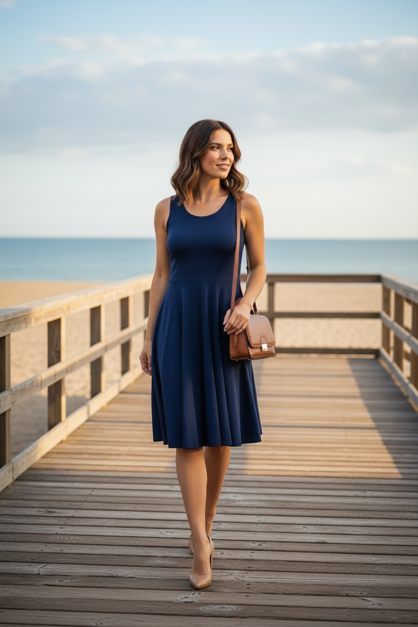 LuLaRoe Nicki • A-Line • Sleeveless • Fit and Flare Dress • Solid Medieval Blue