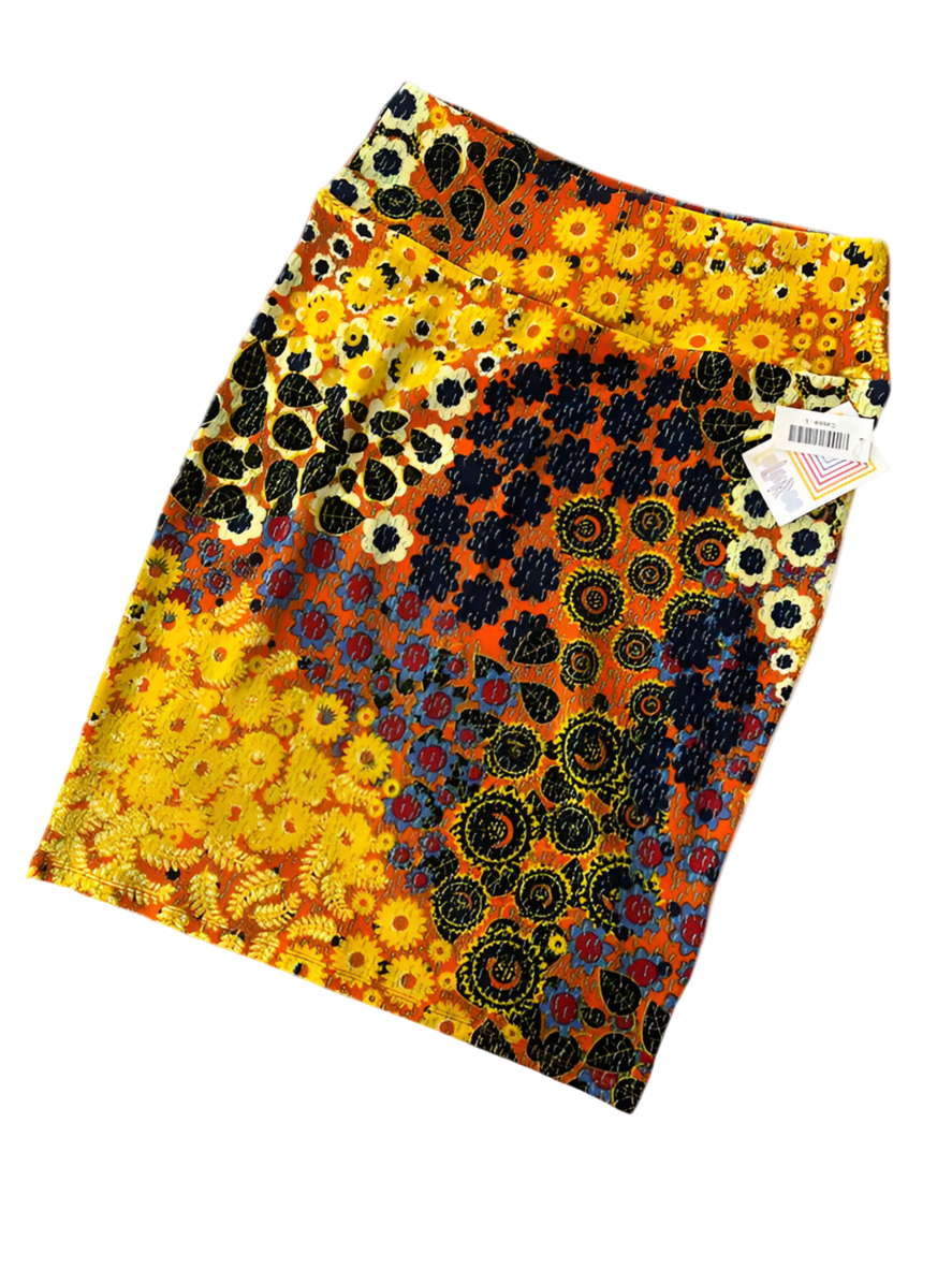 LuLaRoe Cassie Pencil Skirt • Vintage Rare Print • Golden Floral