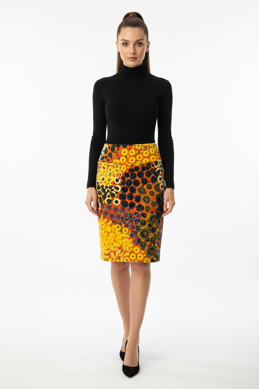 LuLaRoe Cassie Pencil Skirt • Vintage Rare Print • Golden Floral