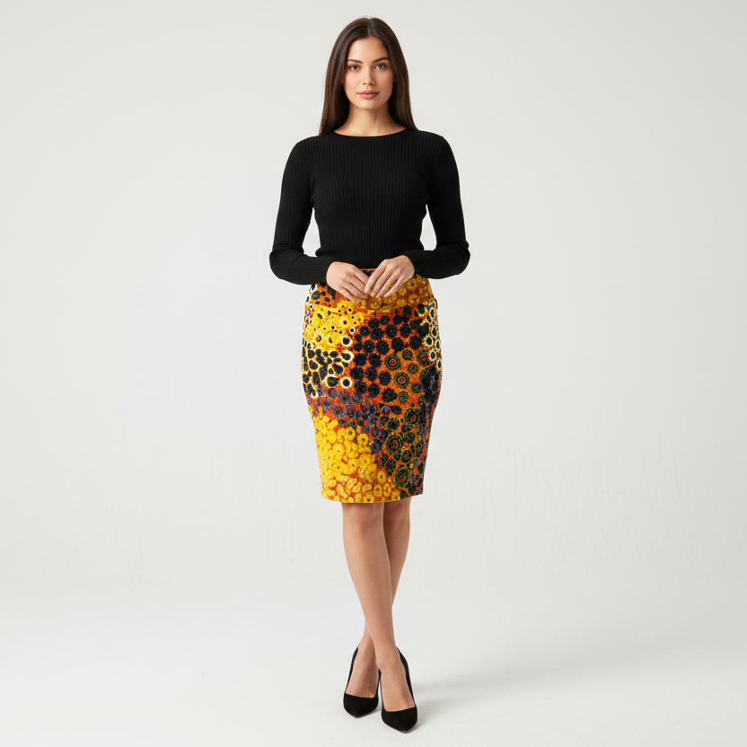 LuLaRoe Cassie Pencil Skirt • Vintage Rare Print • Golden Floral