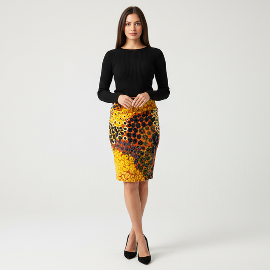 LuLaRoe Cassie Pencil Skirt • Vintage Rare Print • Golden Floral