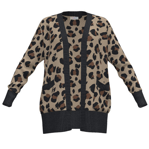 LuLaRoe Peyton • Open Front Cardigan • Boho Style • Tan Brown Black Cheetah Print