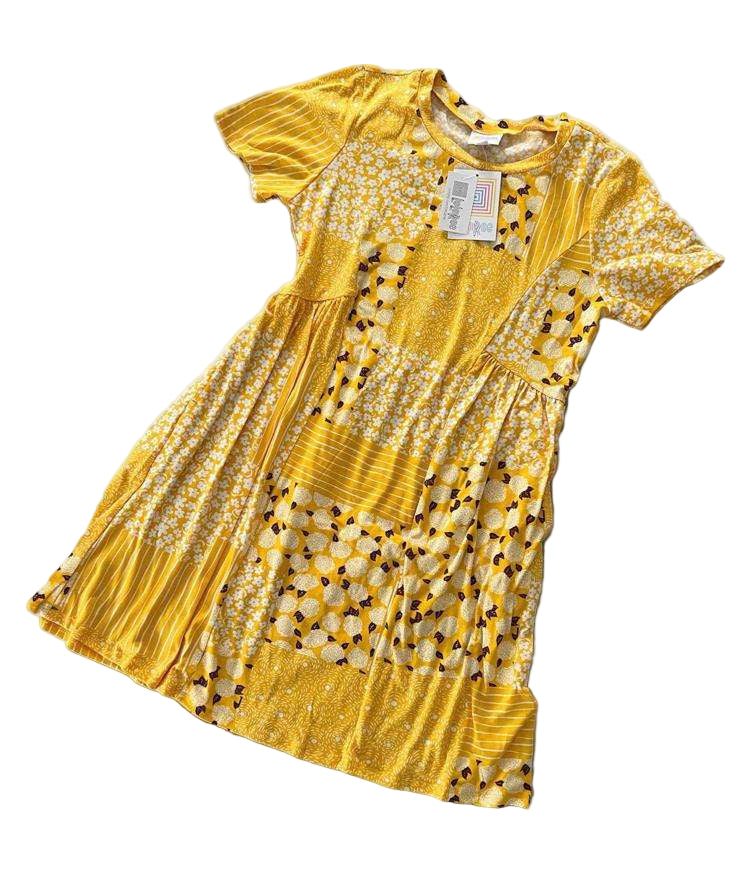 LuLaRoe Monica dress. Yellow white BoHo floral.