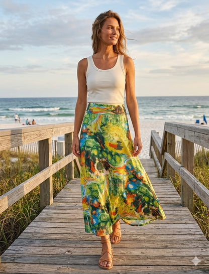 LuLaRoe Maxi Skirt • 6” Yoga Waistband • A-line • Van Gogh Starry Night Inspired Rare Print