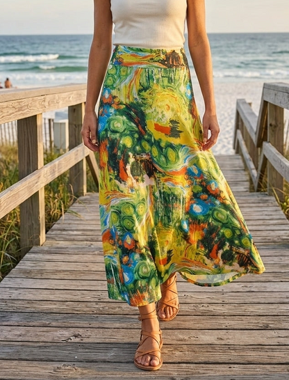 LuLaRoe Maxi Skirt • 6” Yoga Waistband • A-line • Van Gogh Starry Night Inspired Rare Print