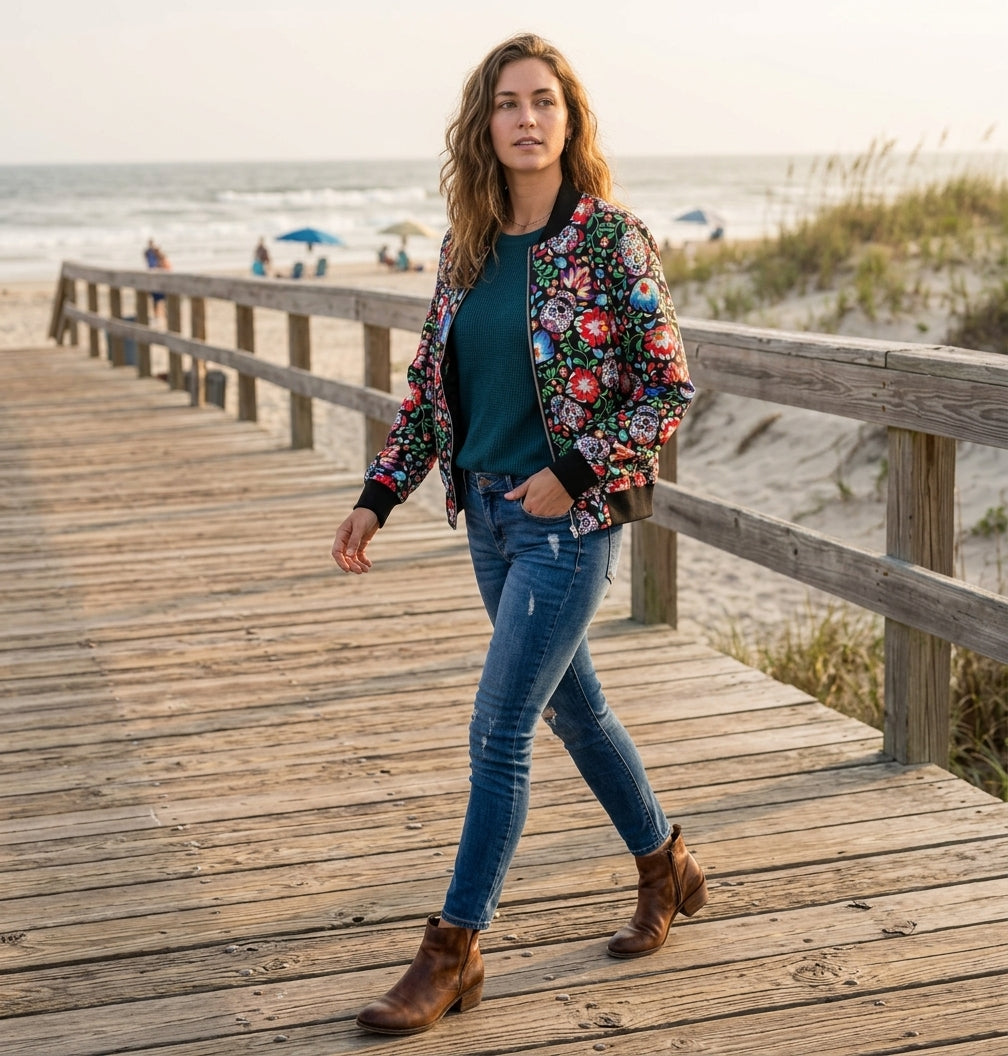 LuLaRoe Sugar Skulls • Stevie Bomber Jacket