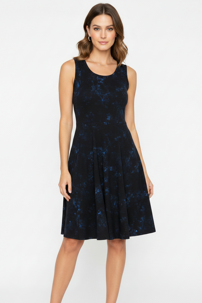 LuLaRoe Nicki • A-Line • Sleeveless • Fit and Flare Dress • Black Blue Tie Dye