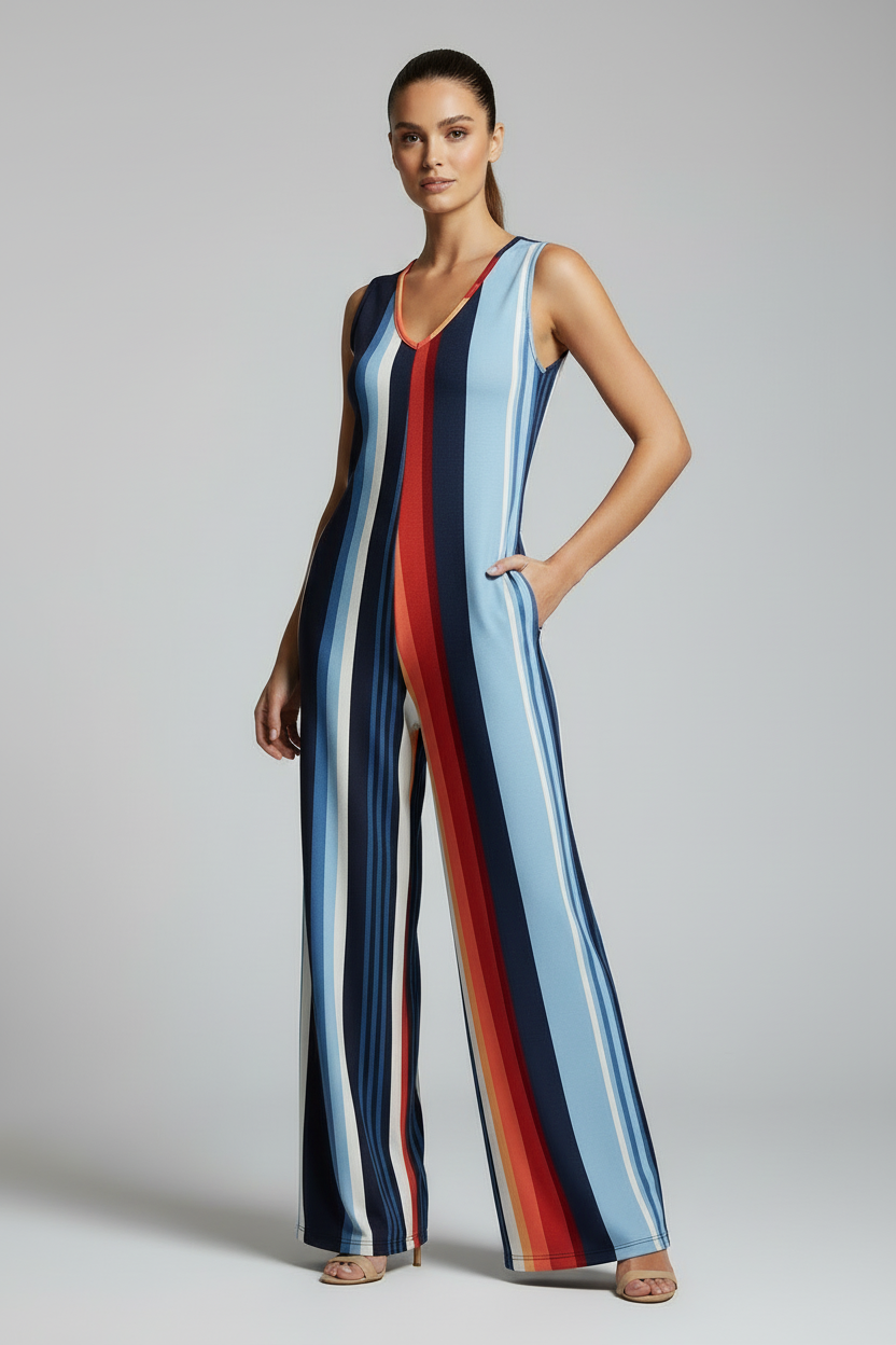 LuLaRoe Natalie • Double V-Neck Wide Leg Jumpsuit with Side Seam Pockets