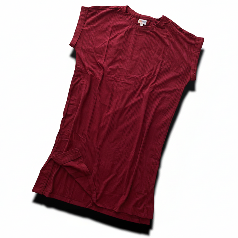 LuLaRoe Chelsea T-Shirt Dress • Ribbed Fabric • Step Hemline • Solid Red